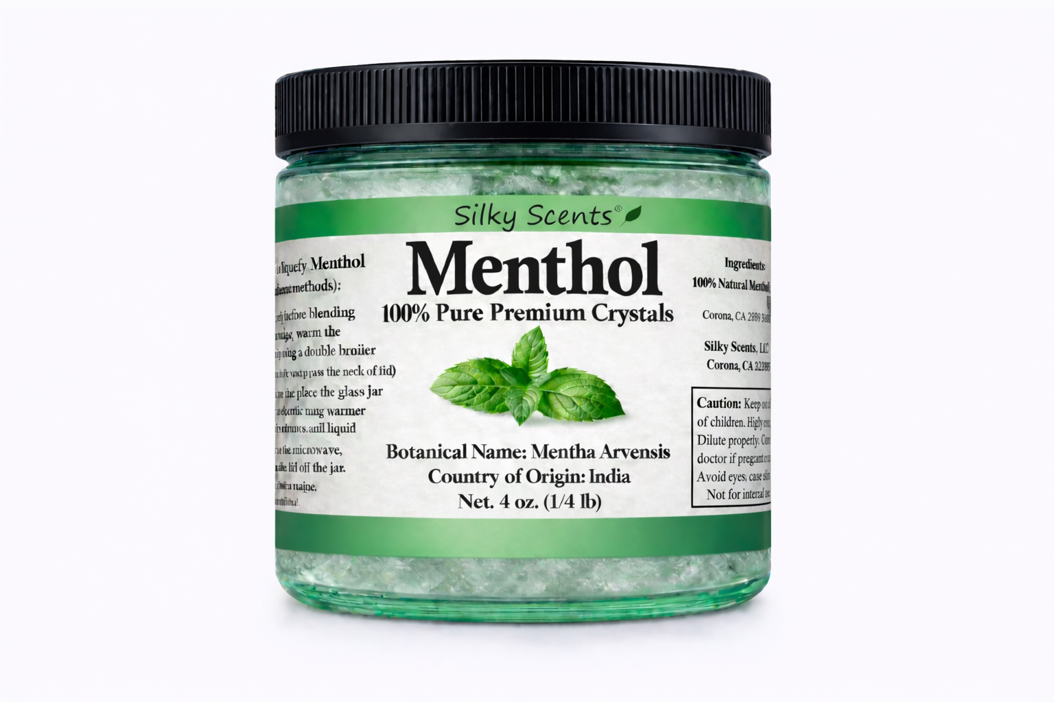Menthol Crystals 100% Pure and Natural in Glass Jar