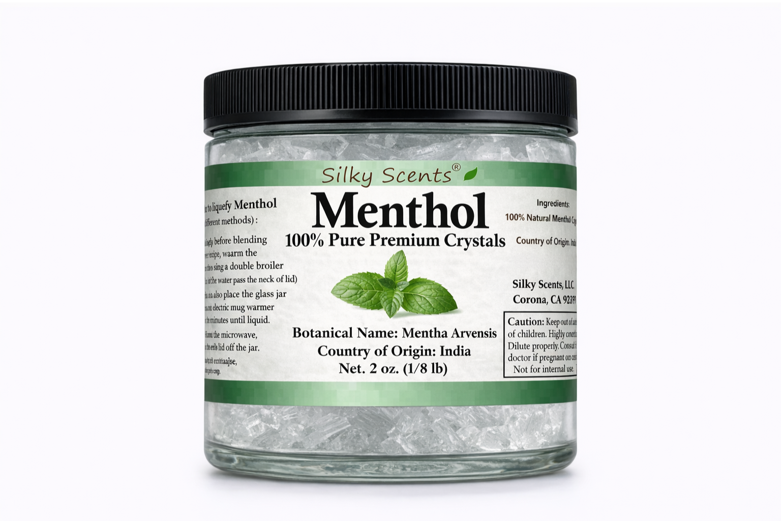 Menthol Crystals 100% Pure and Natural in Glass Jar